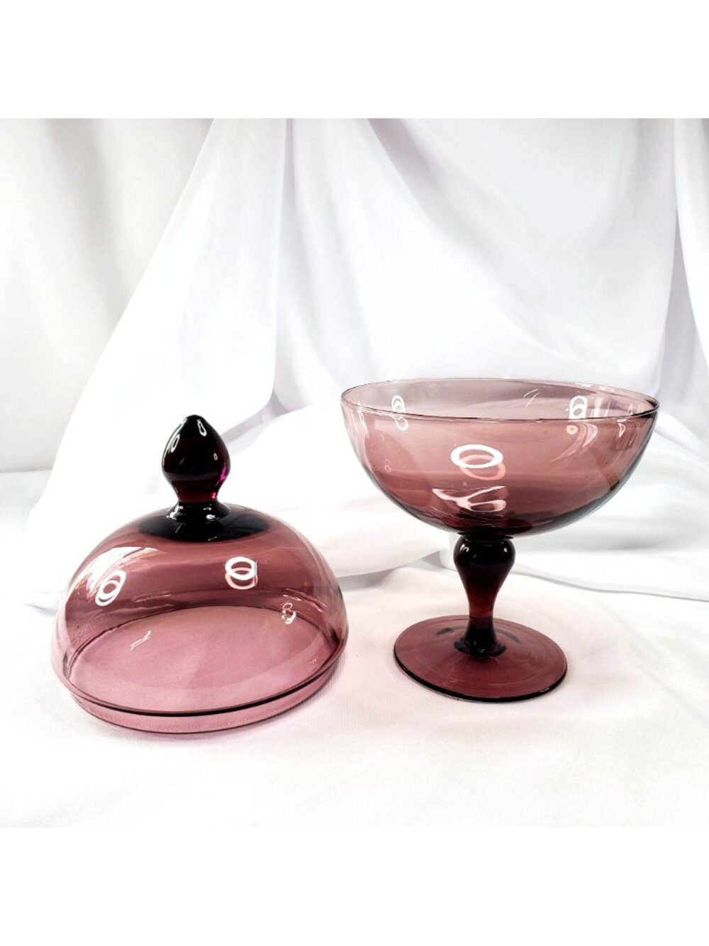 VTG Amethyst Wine Purple Glass Empoli Apothecary Compote Pedestal Candy Dish - Picture 2 of 13